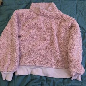 pink fluffy sweater